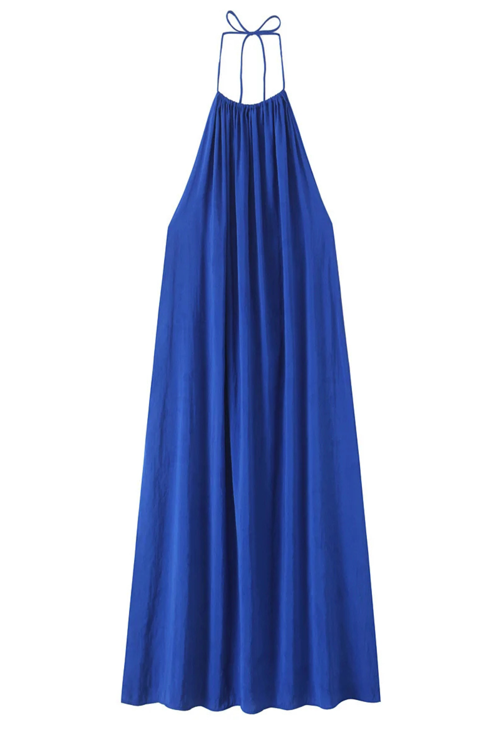 Sara | Sukienka Midi z Drapowaniem i Wiązaniem na Szyi w Jednolitym Kolorze