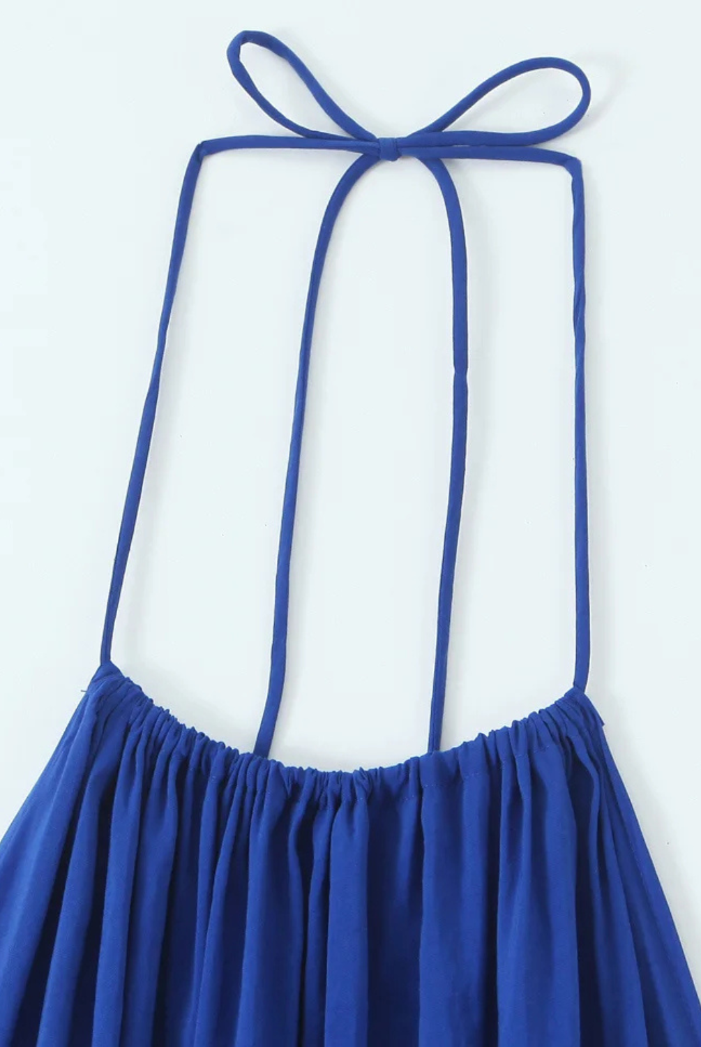 Sara | Sukienka Midi z Drapowaniem i Wiązaniem na Szyi w Jednolitym Kolorze