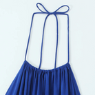 Sara | Sukienka Midi z Drapowaniem i Wiązaniem na Szyi w Jednolitym Kolorze